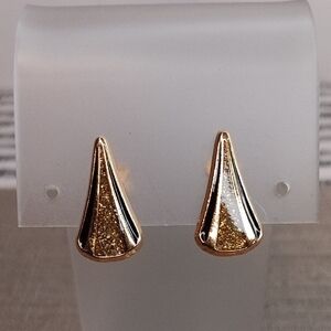 Elegant Gold Glitter Teardrop Clip Earrings